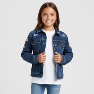 VTG Tomorrows Generation Jean Denim Jacket Juniors Small Retro 80s Patches